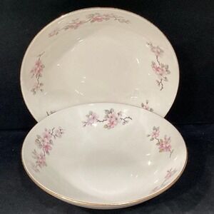 Homer Laughlin Pink Apple Blossom April Or Serving Bowl Set Of 2, Vintage